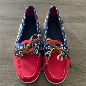 Red white and blue sperry’s